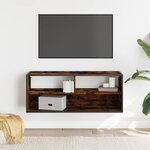 vidaXL Meuble TV chêne fumé 100x31x39 5 cm bois d'ingénierie et métal