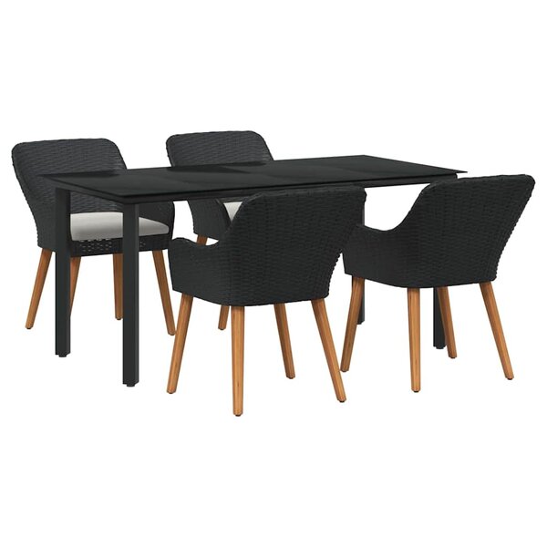 vidaXL Ensemble de jardin 5 pièces en rotin noir