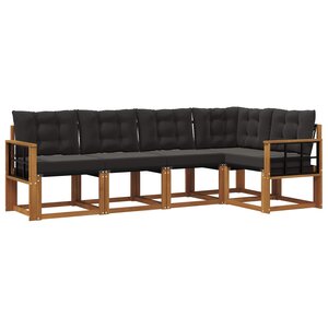 vidaXL Ensemble de canapés d'extérieur 5 pc Naturel et Noir