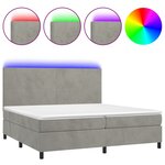 vidaXL Sommier à lattes de lit avec matelas LED Gris clair 200x200 cm