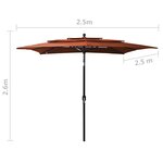 vidaXL Parasol de jardin à 3 niveaux avec mât en aluminium terre cuite