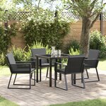 vidaXL Ensemble de Dining de Jardin 5 Pièces avec Coussins Noir Rattan Poly