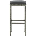 vidaXL Tabourets de bar avec coussins lot de 3 gris résine tressée