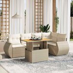 vidaXL Salon de jardin avec coussins 6 Pièces beige résine tressée