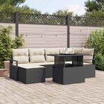 vidaXL Ensemble de canapé de jardin 7 Pièces Noir Poly rotin