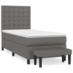 vidaXL Sommier à lattes de lit avec matelas Gris 100x200 cm Similicuir