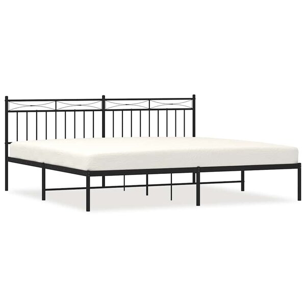 vidaXL Cadre de lit métal sans matelas avec tête de lit noir 193x203cm