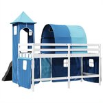 vidaXL Lit mezzanine enfants avec tour bleu 80x200cm bois pin massif