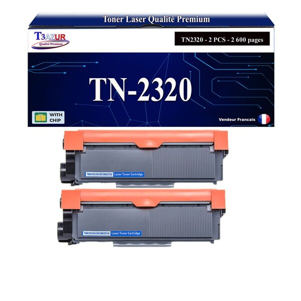 2 Toners compatibles avec Brother TN2320 pour Brother H- L2360DN  L2365DW  L2300D  L2340DW - 2 600 pages - T3AZUR
