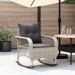 vidaXL Chaise à bascule de jardin avec coussins gris clair poly rotin
