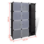 vidaXL Armoire modulaire 9 compartiments Noir et blanc 37 x 115x150 cm