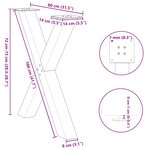 vidaXL Pieds de table à manger en forme de X  2 pièces  acier naturel  80 x (72-73) cm