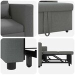 vidaXL Fauteuil convertible 3-en-1 gris foncé en tissu