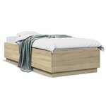 vidaXL Cadre de lit avec LED sans matelas chêne sonoma 100x200 cm