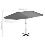 vidaXL Parasol d'extérieur poteau en aluminium 460x270 cm anthracite
