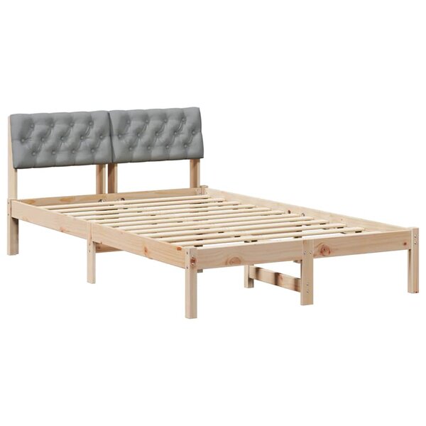 vidaXL Cadre de lit avec tête de lit Marron et gris clair 120 x 190 cm