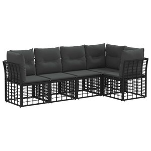 vidaXL Ensemble de canapés d'extérieur Noir Polyester