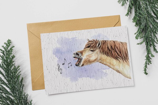 Carte à planter le cheval chantant