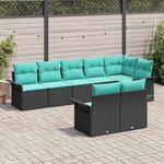 vidaXL Ensemble de canapé de jardin avec stockage 8 Pièces Noir polyrotin