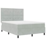 Lit Box Spring vidaXL avec Matelas Gris clair 160x200 cm Velours