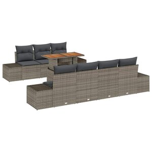 vidaXL Ensemble de salle à manger pour jardin 8 Pièces Gris et marron