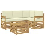 vidaXL Ensemble de canapés d'extérieur 5 pc Blanc et crème Polyester