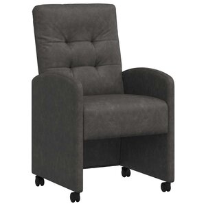 vidaXL Chaises de Salle à Manger avec Roues 2 Pièces Noir 58 x 67 x 97 cm