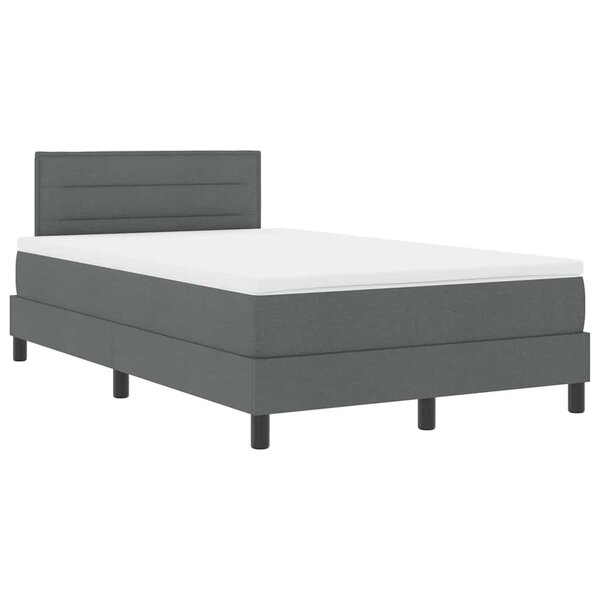 vidaXL Lit à ressorts avec matelas Gris foncé 120 x 190 cm tissu