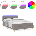 vidaXL Lit ressort avec matelas et LED Taupe 140x200 cm
