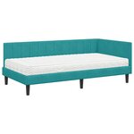 vidaXL Cadre de lit d'angle avec matelas 2 Pièces Turquoise Velours
