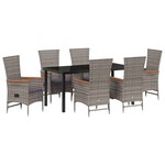 vidaXL Ensemble de salle à manger pour jardin avec coussin 7 Pièces Gris
