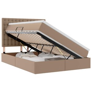 vidaXL Lit avec rangement et LED Cappuccino 140 x 200 cm Simili cuir
