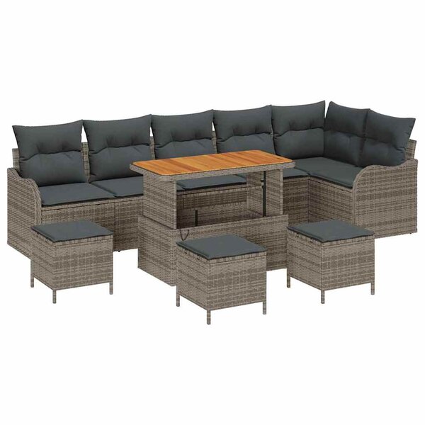 vidaXL Ensemble de canapé de jardin avec coussin 10 Pièces Gris