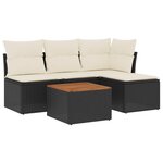 vidaXL Salon de jardin 5 Pièces avec coussins noir résine tressée
