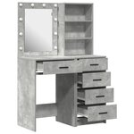 Set de coiffeuse 2 pièces avec LED en bois d'ingénierie gris béton