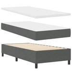 vidaXL Lit à sommier gris foncé 90x200 cm Tissu