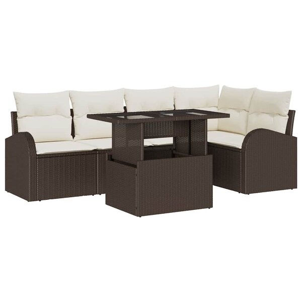 vidaXL Ensemble de canapé de jardin 6 Pièces Marron 100 x 55 x 73 cm