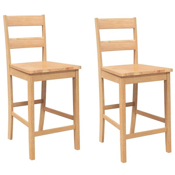 VidaXL Tabourets de bar 2 Pièces naturel bois massif d'hévéa