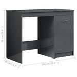 vidaXL Bureau Gris brillant 100x50x76 cm Aggloméré