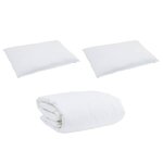 vidaXL Couette Autre avec oreiller 3 Pièces Blanc 240 x 200 cm Bas