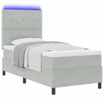 vidaXL Lit à ressort LED avec matelas Gris clair 100 x 200 cm tissu