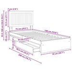 vidaXL Lit de Rangement Gris Sonoma 75 x 190 cm Bois d'ingénierie