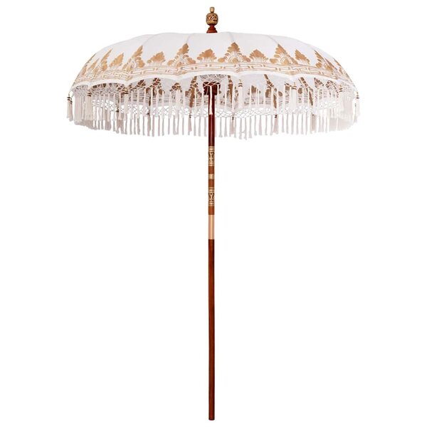 vidaXL Parasol balinais Crème (180-190) x 260 cm Coton et bois massif