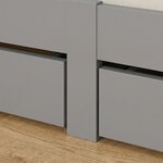 Lit double 140x200 cm gris en pin massif  2 tiroirs de rangement et sommier a lattes