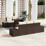 vidaXL Ensemble de canapé de jardin 6 pièces avec coussins marron en poly rattan