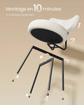 Chaises salle à manger lot de 6 tissu peluche dossier courbé chaises de cuisine rembourrées cader en acier modernes salon coiffeuse blanc 12_0004989