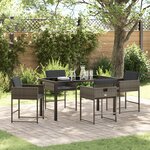 vidaXL Ensemble de Salle à Manger de Jardin 5 Pièces avec Coussins Gris Rattan PE
