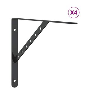 vidaXL Supports d'étagères 4 Pièces 40x2 5x25 cm noir acier inoxydable