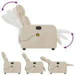 vidaXL Fauteuil inclinable de massage électrique crème tissu