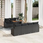 vidaXL Ensemble de canapé jardin rotin noir 8 pièces avec coussins